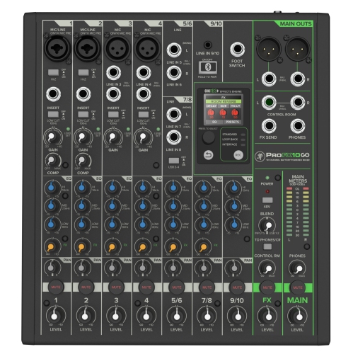 Mackie ProFX10 GO 10-Channel Battery Powered Mixer with Bluetooth