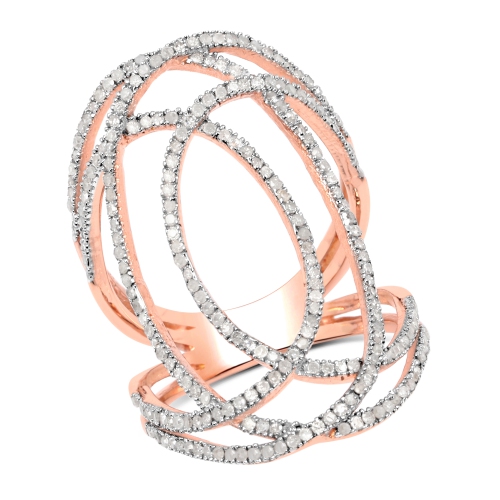 QJ  14K Rose Gold Plated 0.73 Carat Genuine Diamond .925 Sterling Silver Ring In White