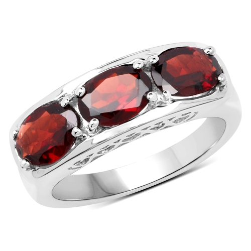 QJ  2.85 Ct. Genuine Garnet .925 Sterling Ring In Silver