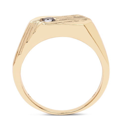 14K Yellow Gold Plated 0.12 ct. Black Diamond .925 Sterling Silver Ring