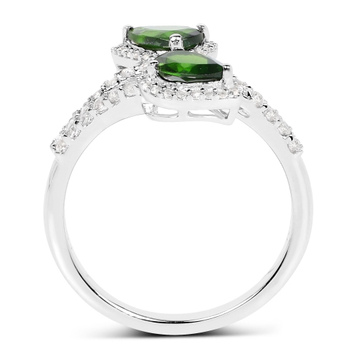 Bague 2.24 carat en argent sterling .925, chrome véritable, topaze blanche