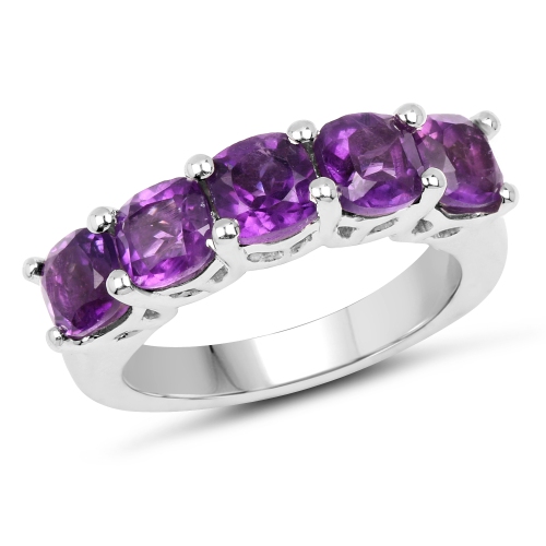 2.75 Carat Genuine Amethyst .925 Sterling Silver Ring