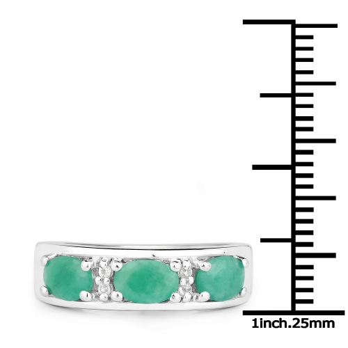 1.38&nbsp;carat Bague en argent sterling, émeraude véritable et topaze blanche .925