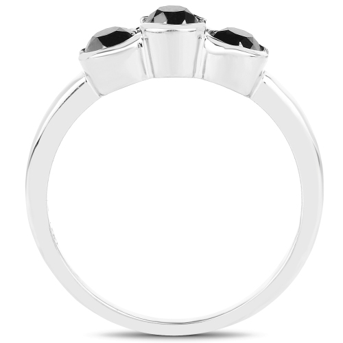 1.16 Carat Genuine Black Diamond .925 Sterling Silver Ring