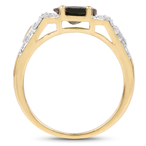 Bague en argent sterling 2.79 carat, or jaune 18 K plaqué or jaune .925 K, chrome véritable, topaze blanche