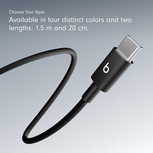Beats By Dr. Dre 1.5m (4.9 ft.) USB-C to USB-C Woven Cable (MDGA4LL/A) - Bolt Black