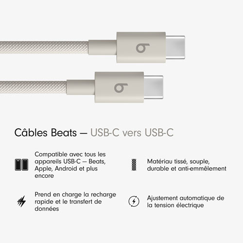 Câble tissé USB-C à USB-C de 1,5 m de Beats By Dr. Dre (MDGD4LL/A) - Gemme éclair