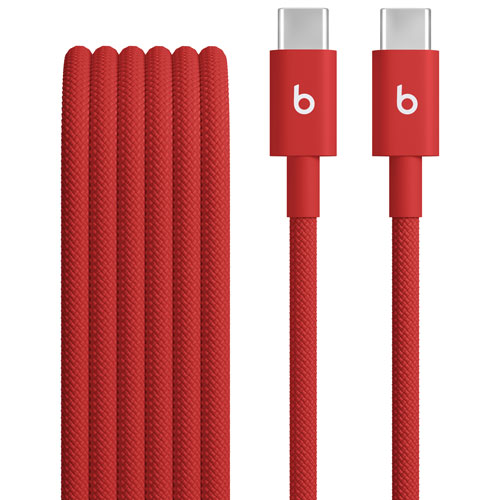 Beats By Dr. Dre 1.5m (4.9 ft.) USB-C to USB-C Woven Cable (MDGF4LL/A) - Rapid Red