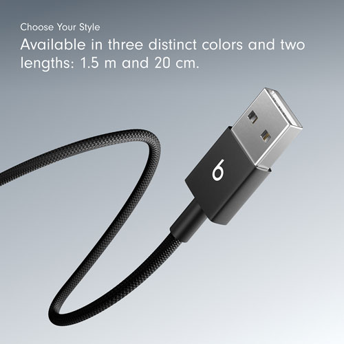 Beats By Dr. Dre 1.5m (4.9 ft.) USB-A to USB-C Woven Cable (MDGG4LL/A) - Bolt Black