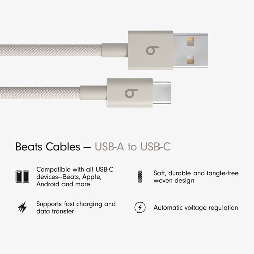 Câble tissé USB-A à USB-C de 1,5 m de Beats By Dr. Dre (MDGJ4LL/A) - Gemme éclair