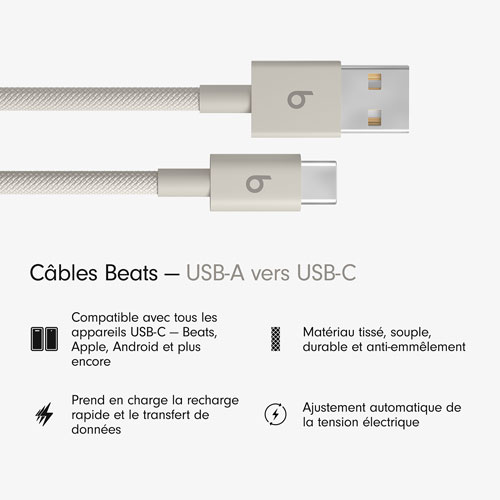 Câble tissé USB-A à USB-C de 1,5 m de Beats By Dr. Dre (MDGJ4LL/A) - Gemme éclair