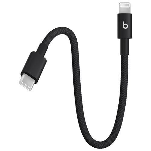 Beats By Dr. Dre 0.2m (0.65 ft.) USB-A to USB-C Woven Cable (MEQL4LL/A) - Bolt Black