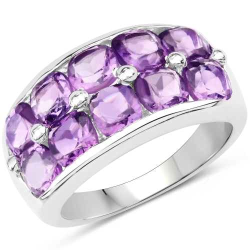 4.20 Carat Genuine Amethyst .925 Sterling Silver Ring