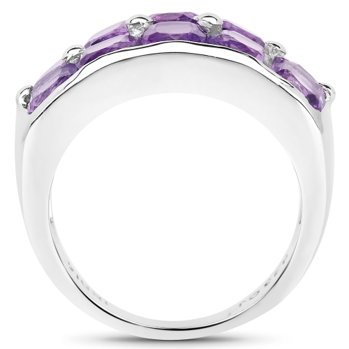4.20 Carat Genuine Amethyst .925 Sterling Silver Ring