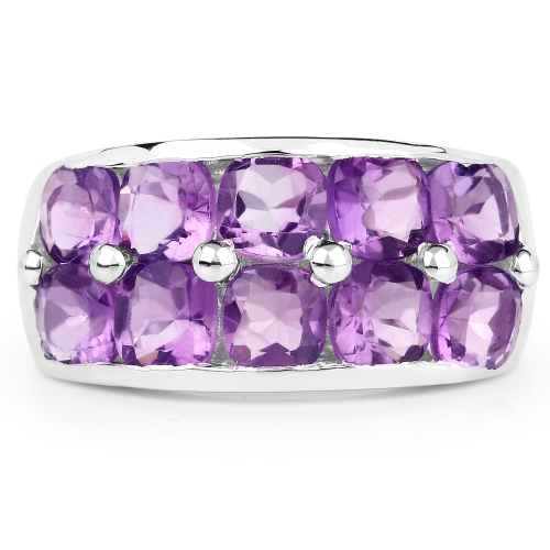 4.20 Carat Genuine Amethyst .925 Sterling Silver Ring