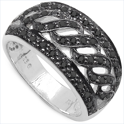 0.54 Carat Genuine Black Diamond .925 Sterling Silver Ring