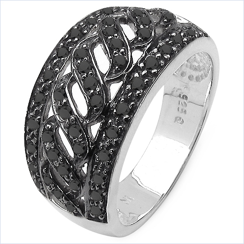 0.54 Carat Genuine Black Diamond .925 Sterling Silver Ring