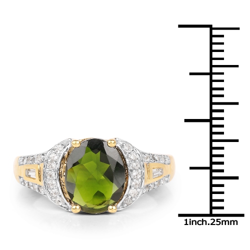 Bague en argent sterling 2.79 carat, or jaune 18 K plaqué or jaune .925 K, chrome véritable, topaze blanche