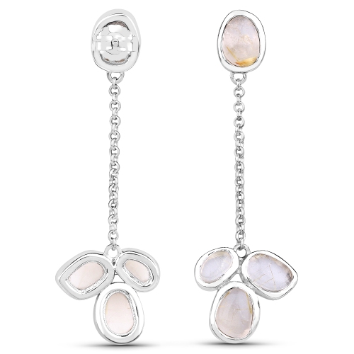 6.43 Carat Genuine Golden Rutile .925 Sterling Silver Earrings