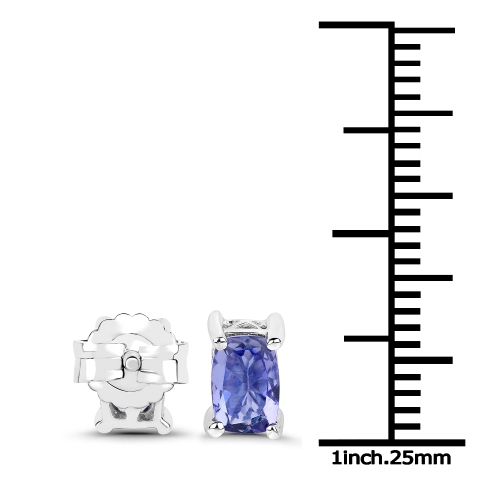 1.06 carat Véritable tanzanite .925 Boucles d'oreilles en argent sterling