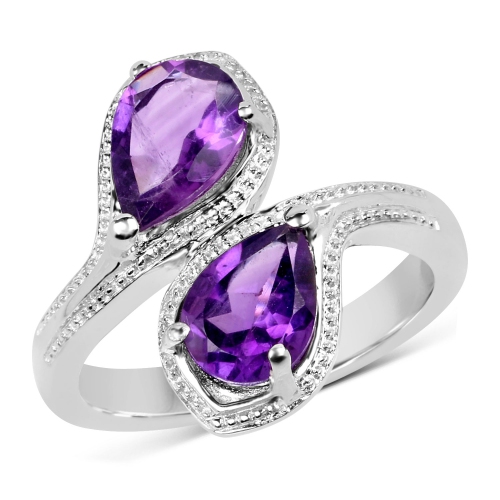 2.30 ct. Genuine Amethyst .925 Sterling Silver Ring