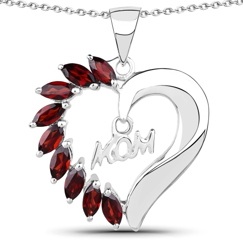 1.80 ct. Genuine Garnet .925 Sterling Silver Pendant