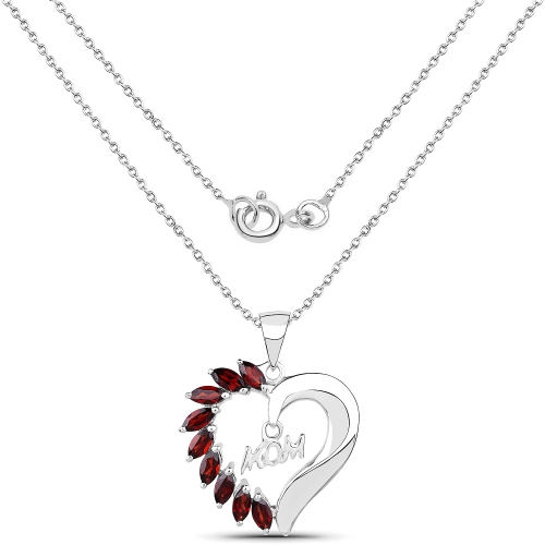 1.80 ct. Genuine Garnet .925 Sterling Silver Pendant