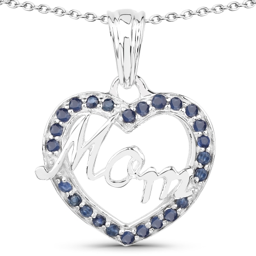 Image 1 of 2.. 0.50 Carat Genuine Blue Sapphire .925 Sterling Silver Pendant