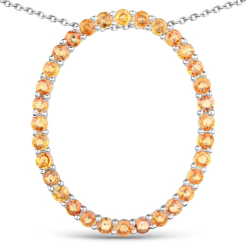 Image 1 of 2.. 2.88 Carat Genuine Orange Sapphire .925 Sterling Silver Pendant