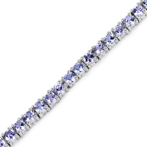 4.34 Carat Genuine Tanzanite .925 Sterling Silver Bracelet