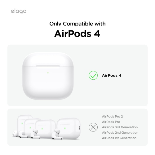 elago Armor Compatible with AirPods 4 Case - for AirPods 4th Generation Cover, Carabiner Included, Supports Wireless Charging, Shock Resistant, Full