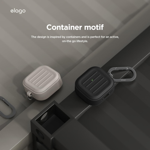 elago Armor Case Compatible with AirPods 4th Generation Case, Carabiner Included, Supports Wireless Charging, Shock Resistant, Full Protection