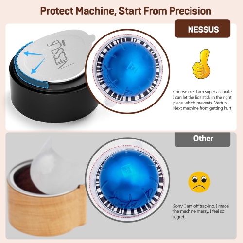 Nessus Reusable Vertuo Capsule Kit, [ALSeal EZ FIT] for Reusable Nespresso Pods with 100 Pcs Aluminum Foil Seal Lids, Holder, Brush, for Refilling