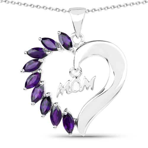 Image 1 of 2.. 1.35 ct Genuine Amethyst .925 Sterling Silver Pendant