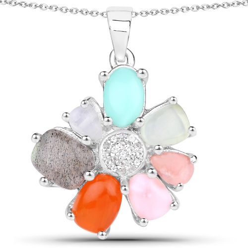 Image 1 of 2.. 4.50 Carat Genuine Multi Stone .925 Sterling Silver Pendant