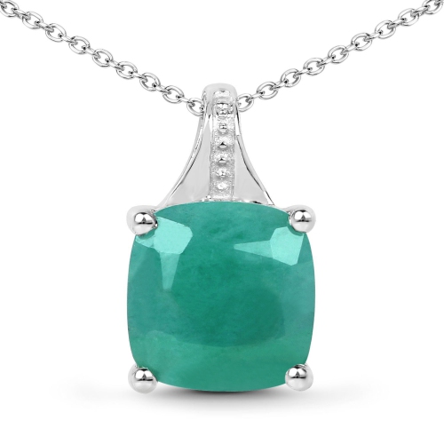 Image 1 of 2.. 2.20 Carat Genuine Emerald Sterling Silver Pendant