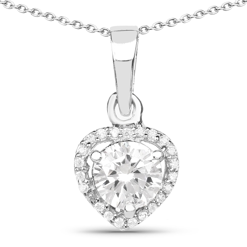 Image 1 of 3.. 1.52 Carat Genuine White Cubic Zirconia .925 Sterling Silver Pendant