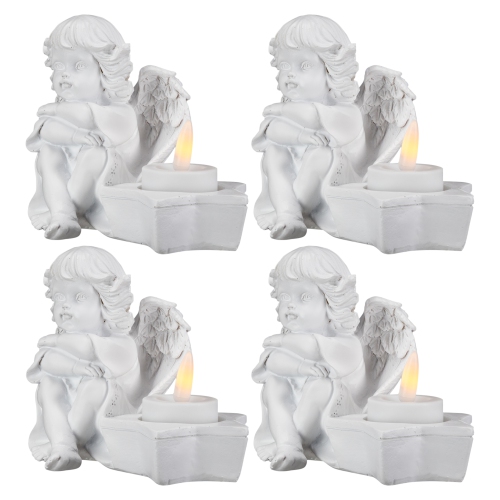Cherub Angels Flameless Tealight Candle Holders - 5.5" - Set of 4