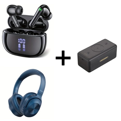 Wireless Earbuds with V5.3, ENC Mic, ANC Headphones with 40H Playtime, and 40W Speaker with 30H Playtime for Sports, Gaming, and Outdoor Use.