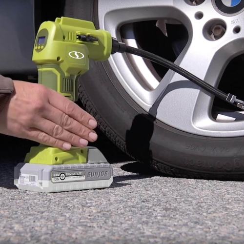 Sun Joe 24-Volt 2.0-Ah Air Joe Pro Cordless Compressor with Nozzle Adapters + Storage Case