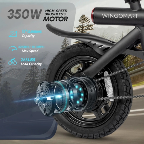 Electric Bike for Adults 16" Battery Range up to 50km with 350W Motor | Folding Electric Bicycle ,Commuter City E-Bike | E-bike w/ 32kmh SPEED |