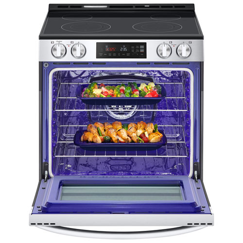Cuisinière électrique encastrable avec ventilateur à convection et friture à air chaud 6,3 pi³ 30 po de LG (LSEL6332FC) - Inox