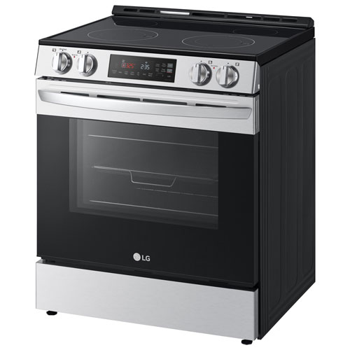 Cuisinière électrique encastrable avec ventilateur à convection et friture à air chaud 6,3 pi³ 30 po de LG - Inox