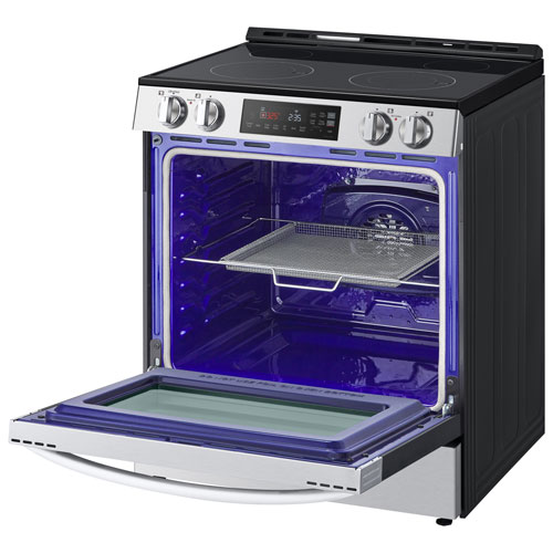 Cuisinière électrique encastrable avec ventilateur à convection et friture à air chaud 6,3 pi³ 30 po de LG - Inox