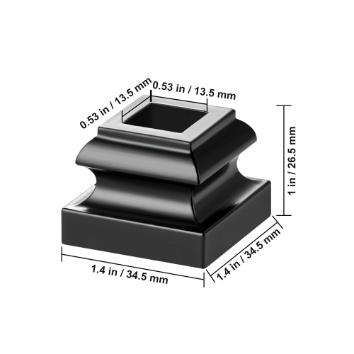 VEVOR Aluminum Alloy Baluster Shoes Stair Flat Shoe with Screw Holes for 1/2 Inch Square Scroll Basket Twist Knuckle Staircase Balusters Metal