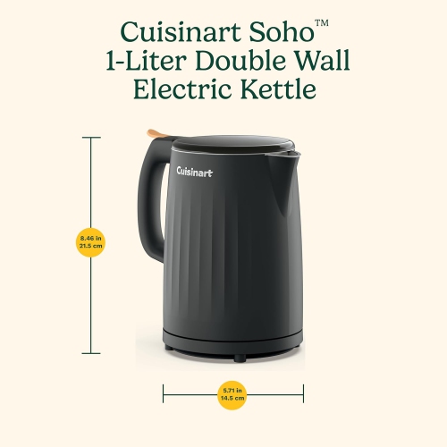 Cuisinart Soho 1-Liter Double-Wall Electric Kettle, Auto-Shutoff with Boil-Dry Protection