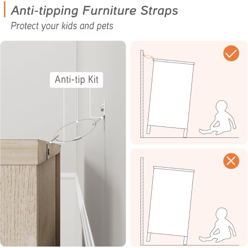 WAMPAT Dresser for Bedroom with 3 Drawers, 35.4" Wide Storage Organizer Chest of Drawers, Modern Wood Closet Chests Organizer Kid Dresser for Living