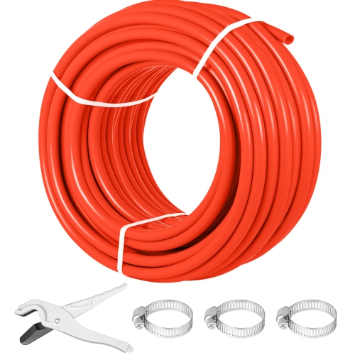 VEVOR 1/2 Inch Oxygen Barrier 300 Feet Tube Coil EVOH PEX-B Pipe, for Residential Commercial Radiant Floor Heating, Red