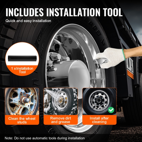 VEVOR Rear Axle Wheel Covers, Dome Axle Cover for Semi Truck, ABS Electroplate Rust-Resistant Lug Nut Covers, Universal Fit, Installation Tool