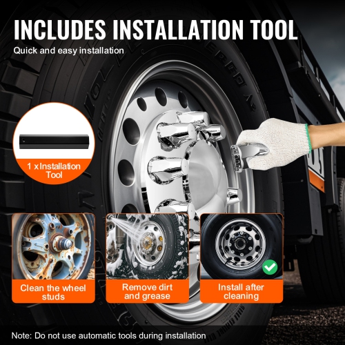 VEVOR Front Axle Wheel Covers, Dome Axle Cover for Semi Truck, ABS Electroplate Rust-Resistant Lug Nut Covers, Universal Fit, Installation Tool